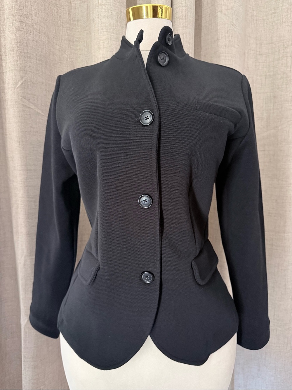 Banana Republic Black Stand Collar Tailored Blazer Jacket NWOT Large